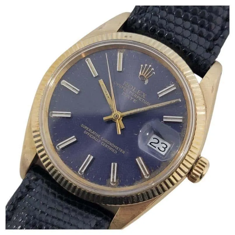 Mens Rolex 1503 Oyster Perpetual Date 35mm 14k Solid Gold Automatic 1960s RA264