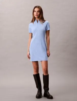 Tech Knit 1/4 Zip Mini Sweater Dress