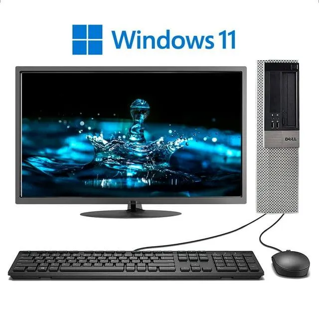Dell OptiPlex 7010 Windows 11 Pro Premium Desktop PC Tower Core i5 3.1GHz Processor 16GB RAM 1TB Hard Drive DVD-RW Wi-Fi with a 19" LCD-Used Computer