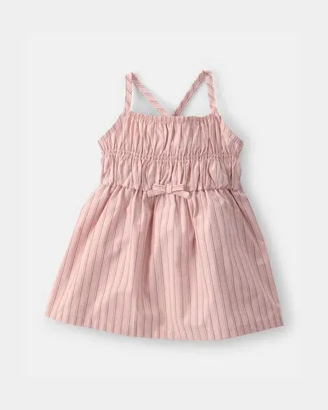 Baby Girl Striped Sleeveless Dress - Pink