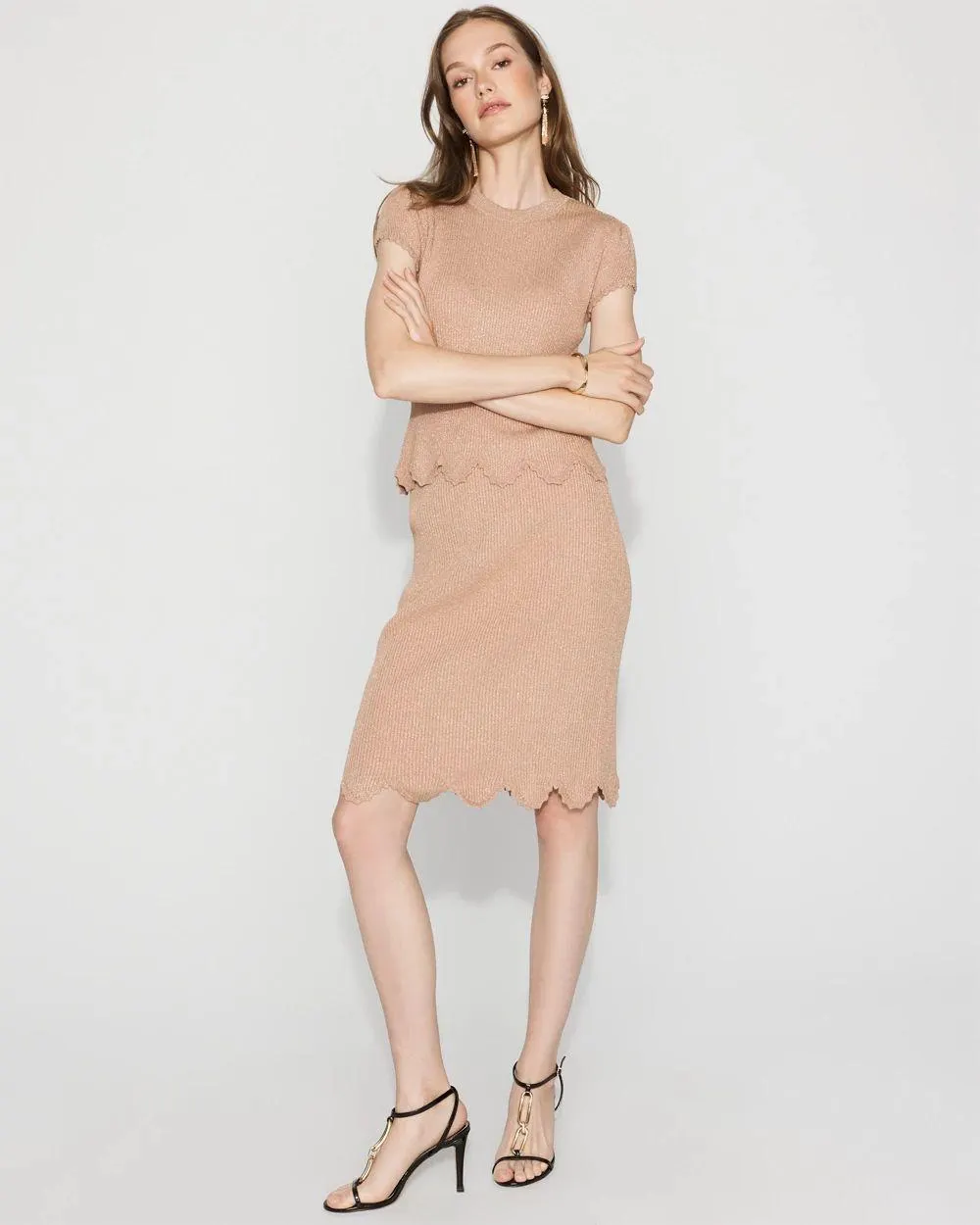 Scalloped Shimmer Sweater Skirt