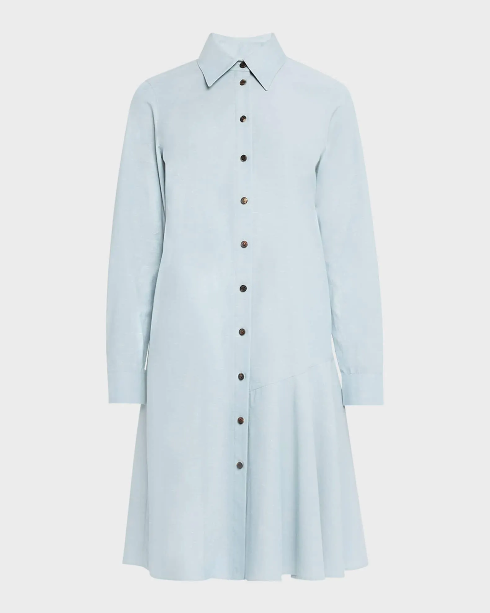 Flounce Cotton Shirtdress