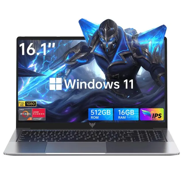 NIPOGI AX16pro 16.1 FHD Gaming Laptop, AMD Ryzen 7 5700U, 16GB RAM, 512GB SSD, Windows 11, Gray
