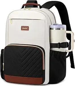 Laptop Backpack for Women Bookbag: 15.6 inch Work School Backpacks with Pouch Pocket for Large Capacity Cup & USB Charger College Book Bag Travel Business Nurse Teacher Bookbags Anti-theft Back Pack