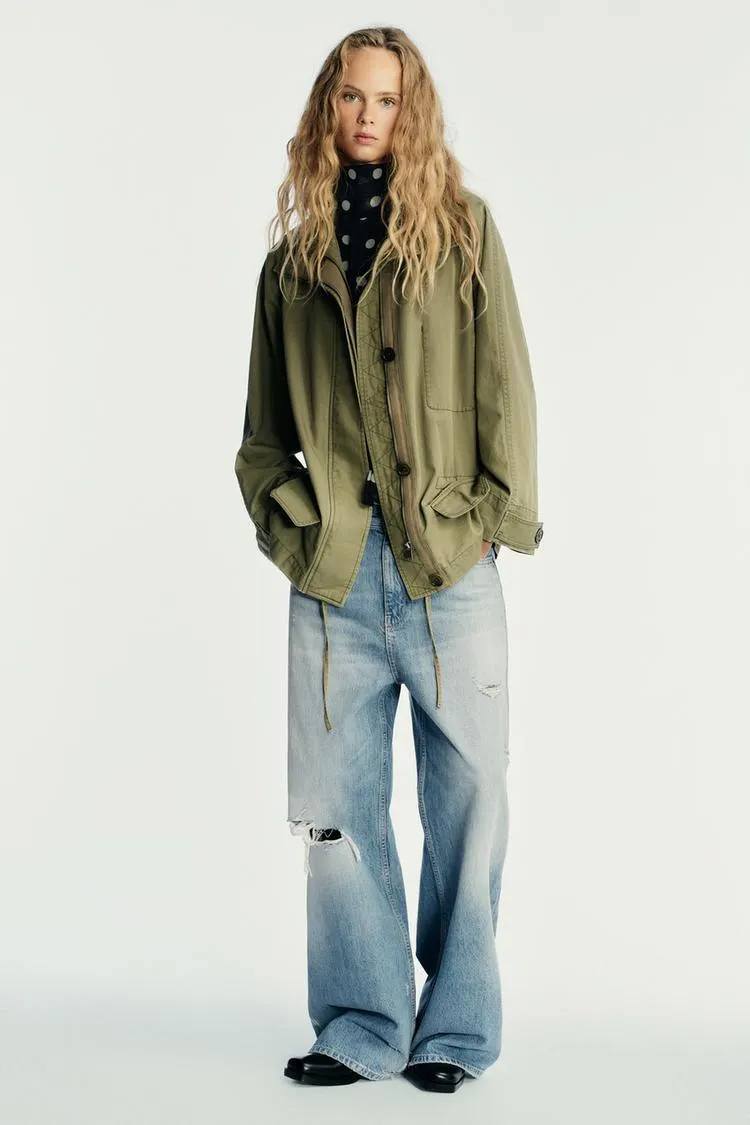 TRF MID-RISE RIPPED BAGGY JEANS