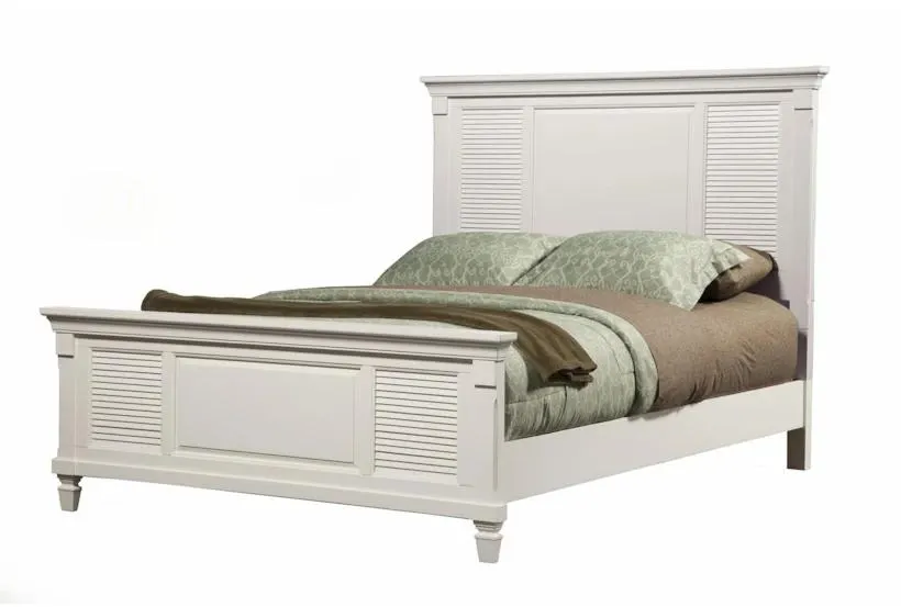 Willowdale White Queen Wood Shutter Panel Bed