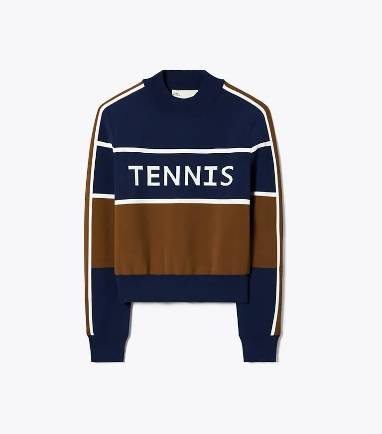 CROPPED TECH NYLON TENNIS SWEATER