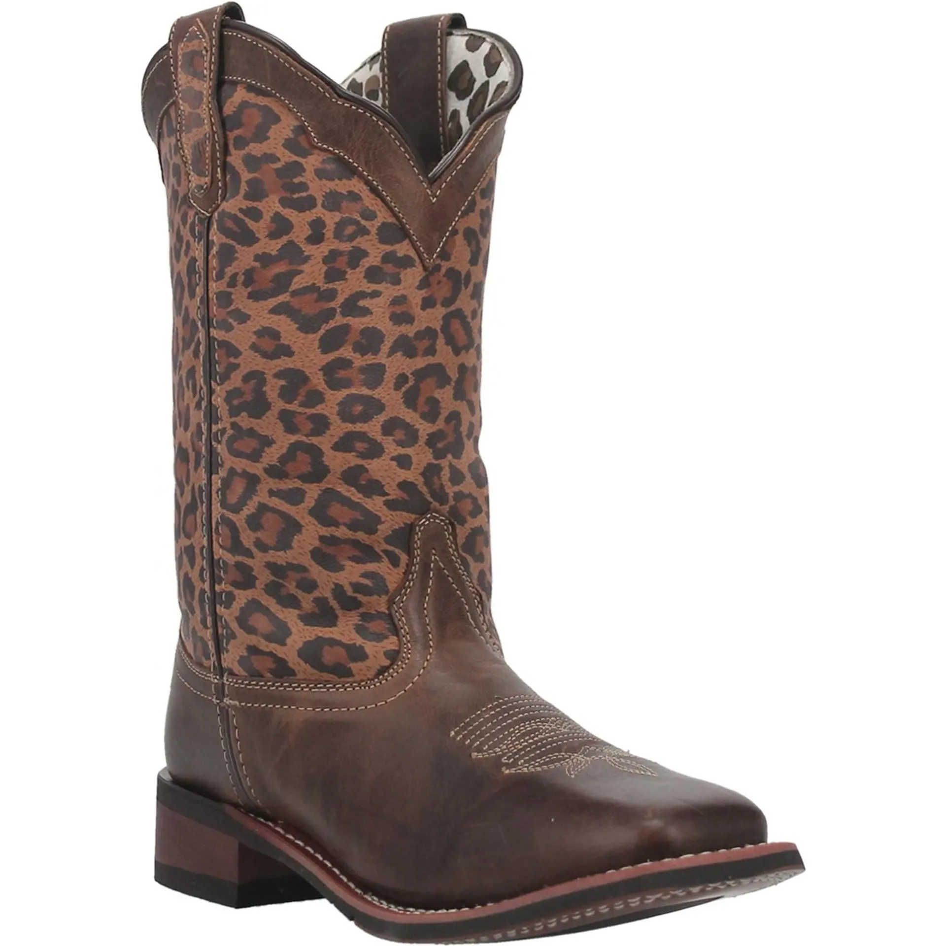 Laredo Womens Brown & Cheetah Astras Broad Square Toe Boots