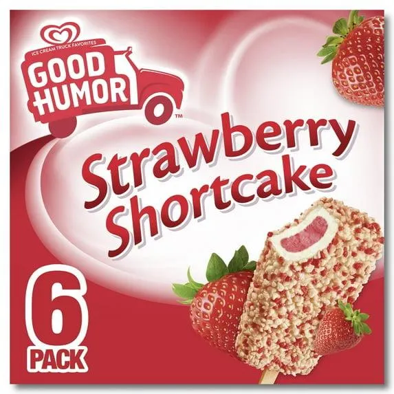 Good Humor Crunchy Strawberry Shortcake Ice Cream Bars Frozen Desserts, 6 Count