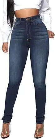 KUNMI Womens Classic High Waisted Skinny Stretch Butt Lifting Jeans Slim Fit Denim Pants
