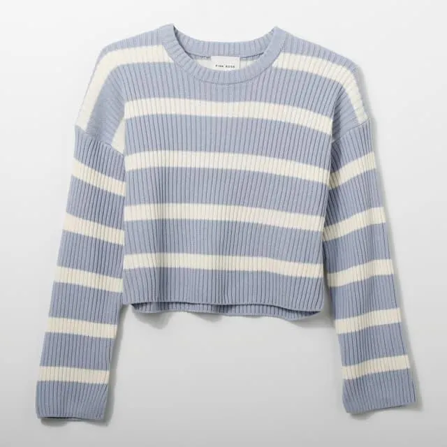 Pink Rose Juniors Striped Crew Neck Sweater