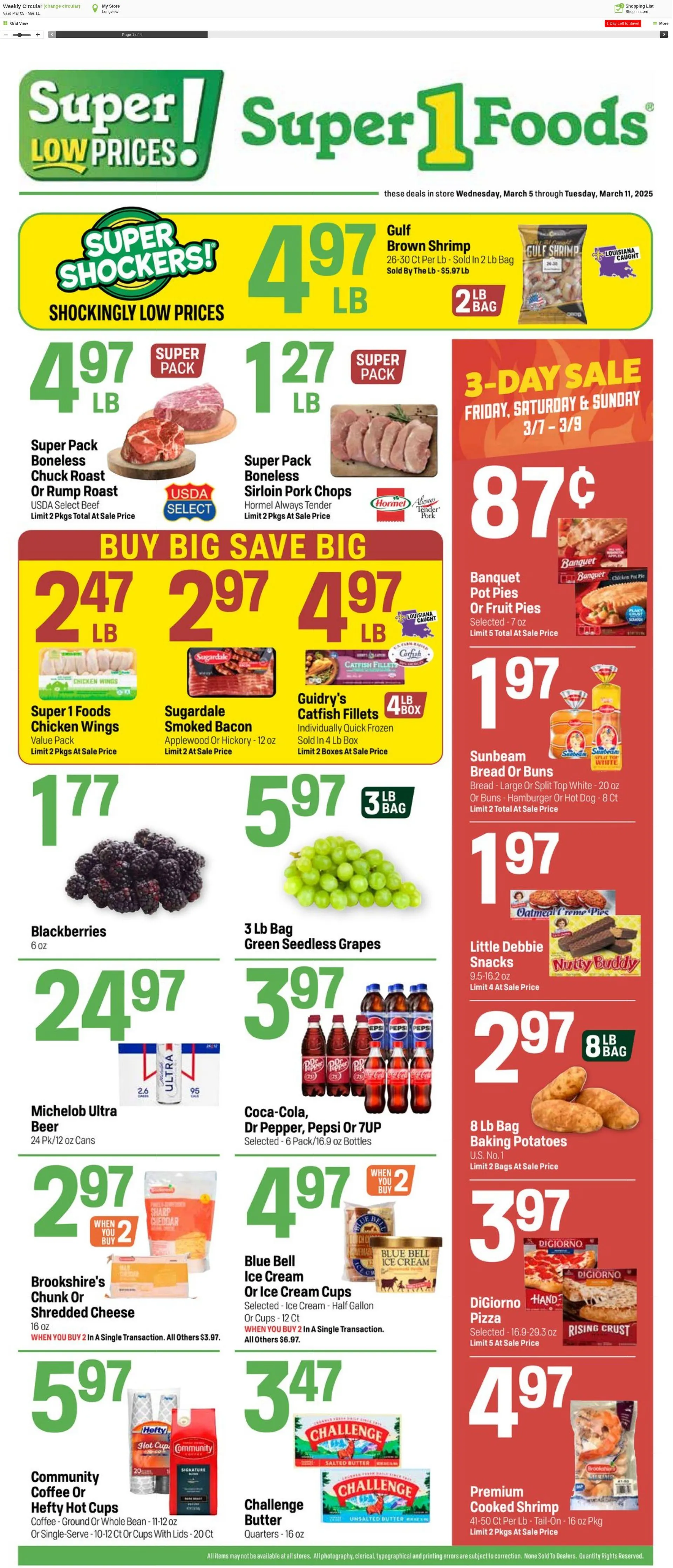 Weekly ad Super1Foods from March 12 to March 18 2025 - Page 1