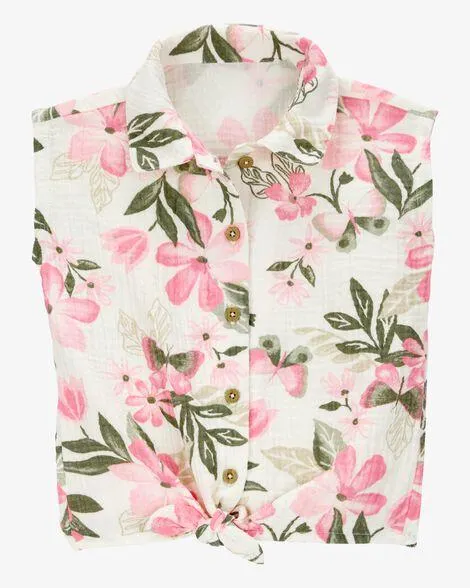 Baby Floral Sleeveless Fashion Top - Ivory