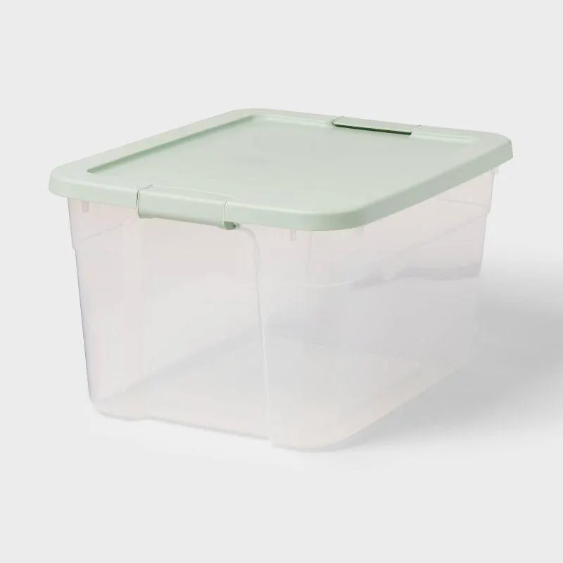 66qt Clear Latching Storage Box Light Green - Brightroom™