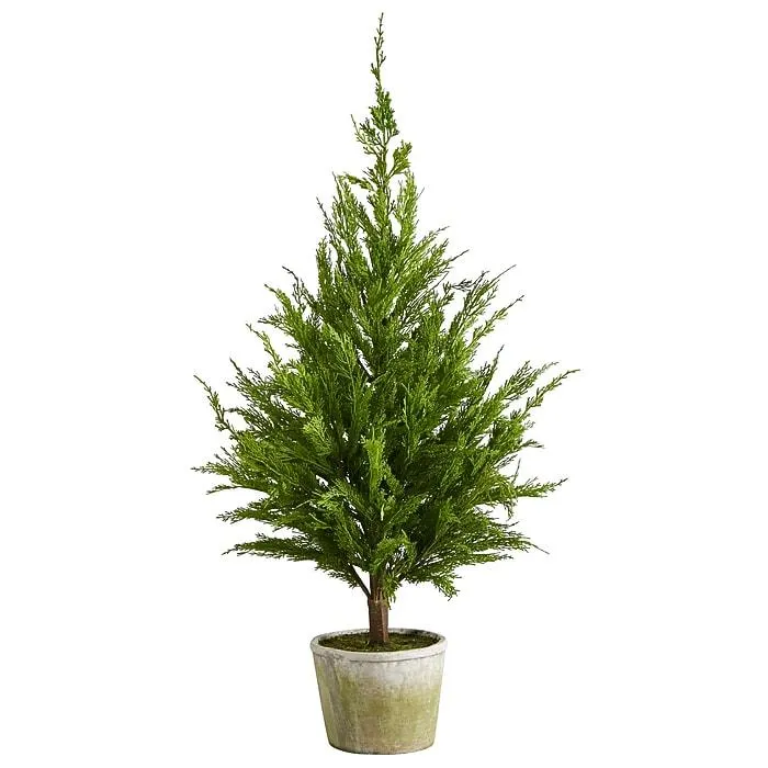 Nearly Natural Cedar Pine Natural Look Artificial Tree in Decorative Planter,