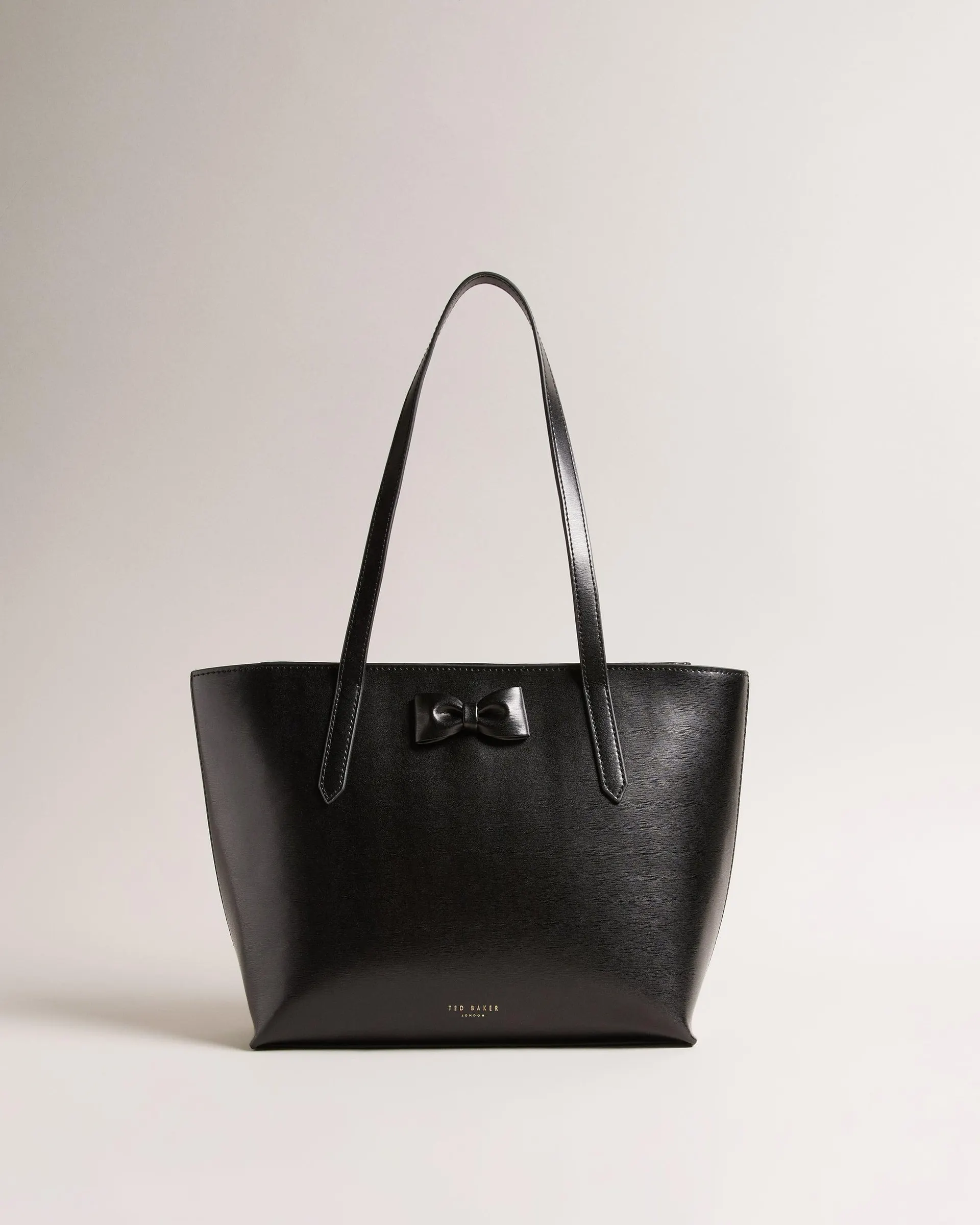 Beanne Bow Detail Leather Shopper Bag Black