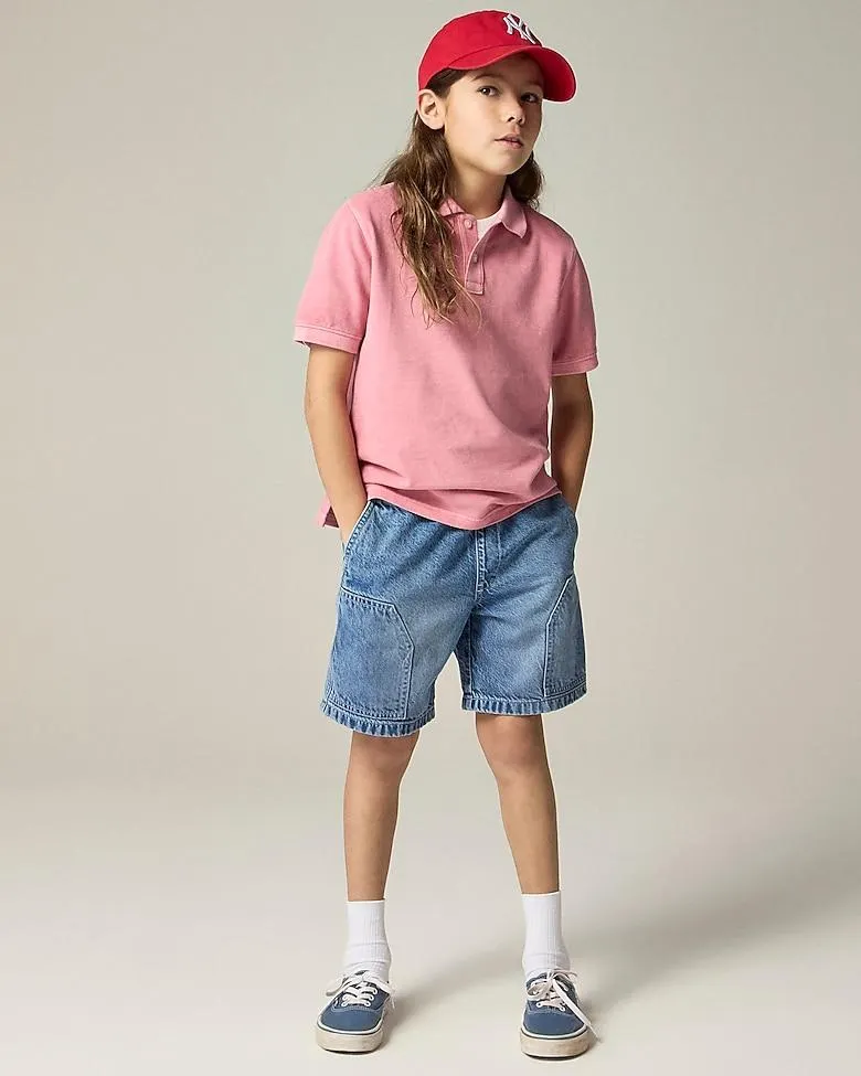 Kids' washed piqué polo shirt