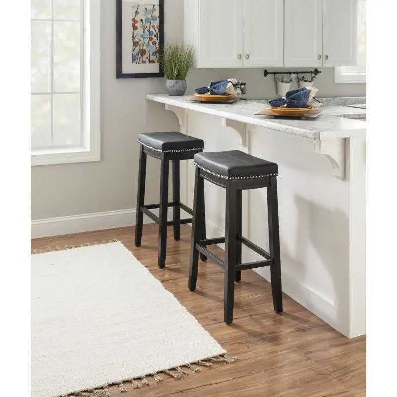 Bartonville Counter & Bar Solid Wood Backless Stool with Upholstered Seat
