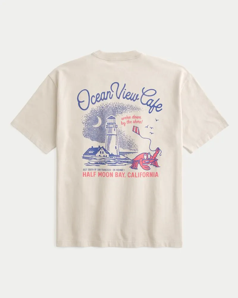Boxy Ocean View Café Graphic Tee