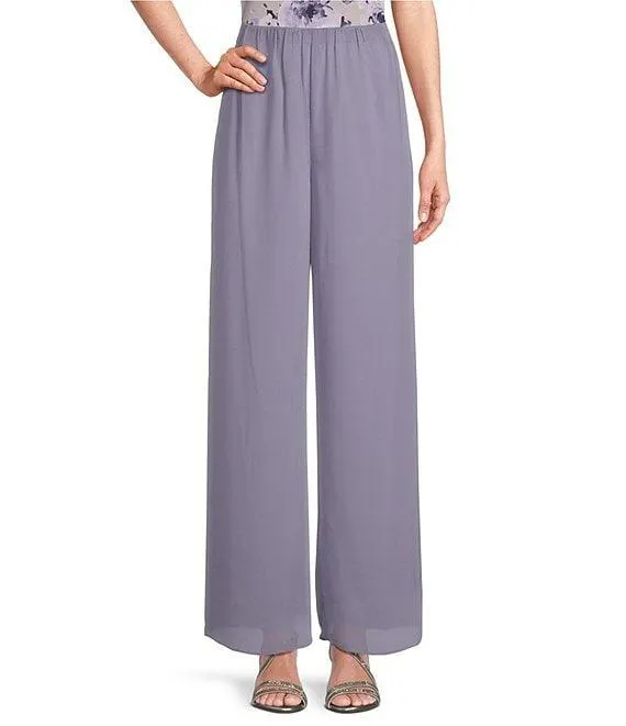 Wide Leg Mid Rise Chiffon Pants