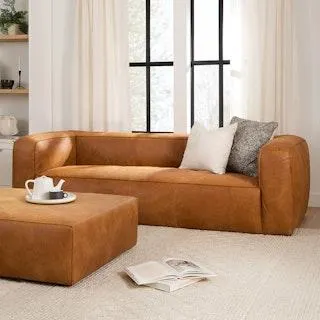 Cigar 92" Leather Sofa - Rawhide Tan
