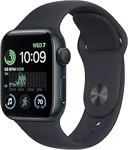 Apple Watch SE (2nd Gen) (GPS, 40mm) - Midnight Aluminum Case with Midnight Sport Band, S/M (Renewed)