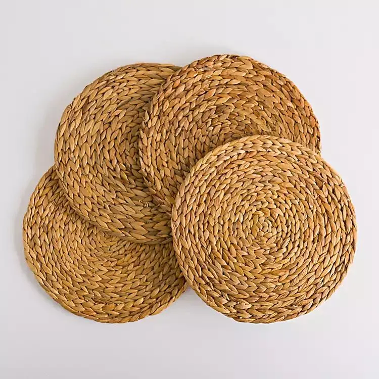 Natural Seagrass Woven Round Placemats, Set of 4