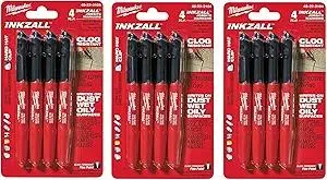 Milwaukee 48-22-3104 Inkzall Point Marker, Fine, Black, 12 Markers
