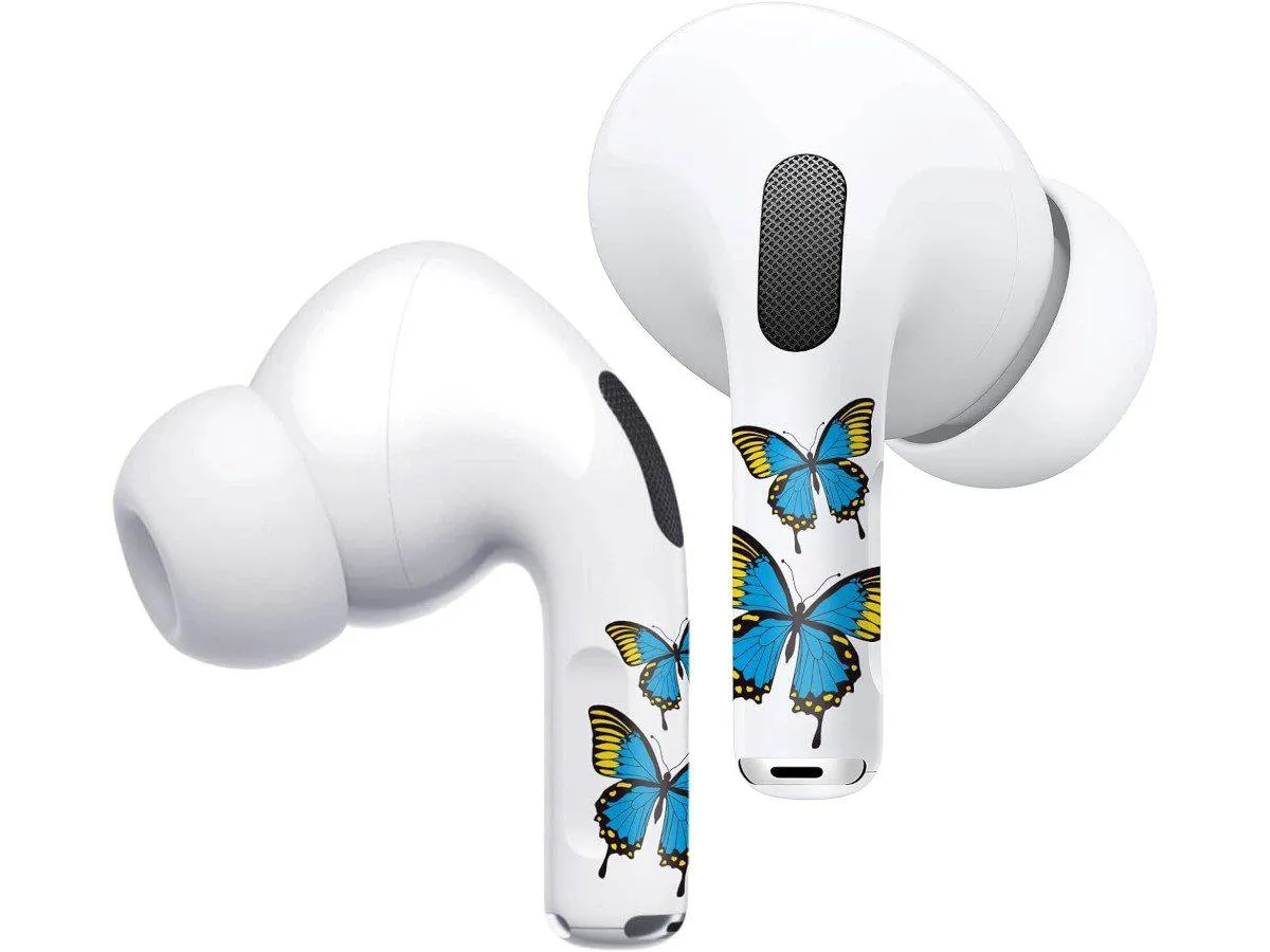 AirPods Pro Skin Wrap, Skin and Accessories, Customized Anti-Lost Wrap Compatible to AirPods Pro 2, Sticker Decoration, with Installation Tool - Butterfly
