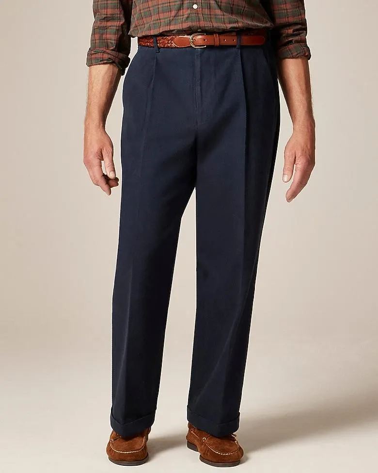 Relaxed-fit suit pant in garment-dyed Italian cotton twill