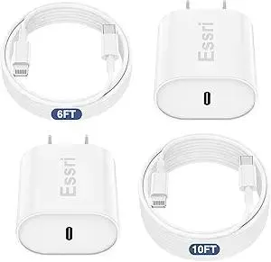 Fast Charger for iPhone 14 13 12 Charge Fast Charging, 2Pack 6FT+10FT USB C to L Cable with 20W USB C for i Phone Charger Block, Compatible with iPhone 14 13 12 Pro/14 Plus/13 Pro Max - White