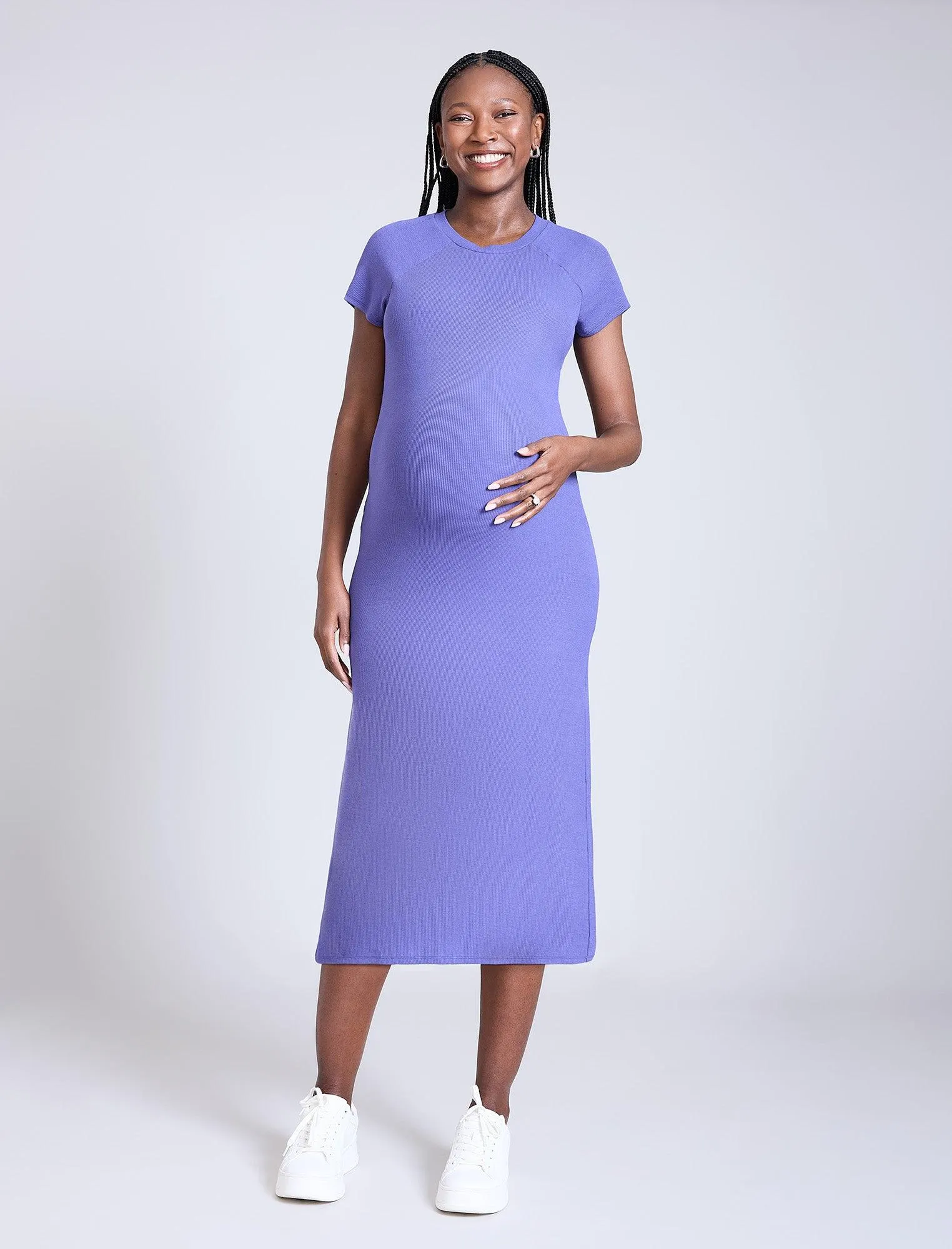 Ribbed Raglan Midi Dress