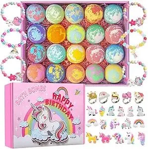 Unicorn Bath Bombs for Girls Kids, 20 Pack Bath Bombs Gift Set with, Handmade Bath Bombs for Girls with Surprise Inside, Birthday Children's Day Halloween Christmas Gifts