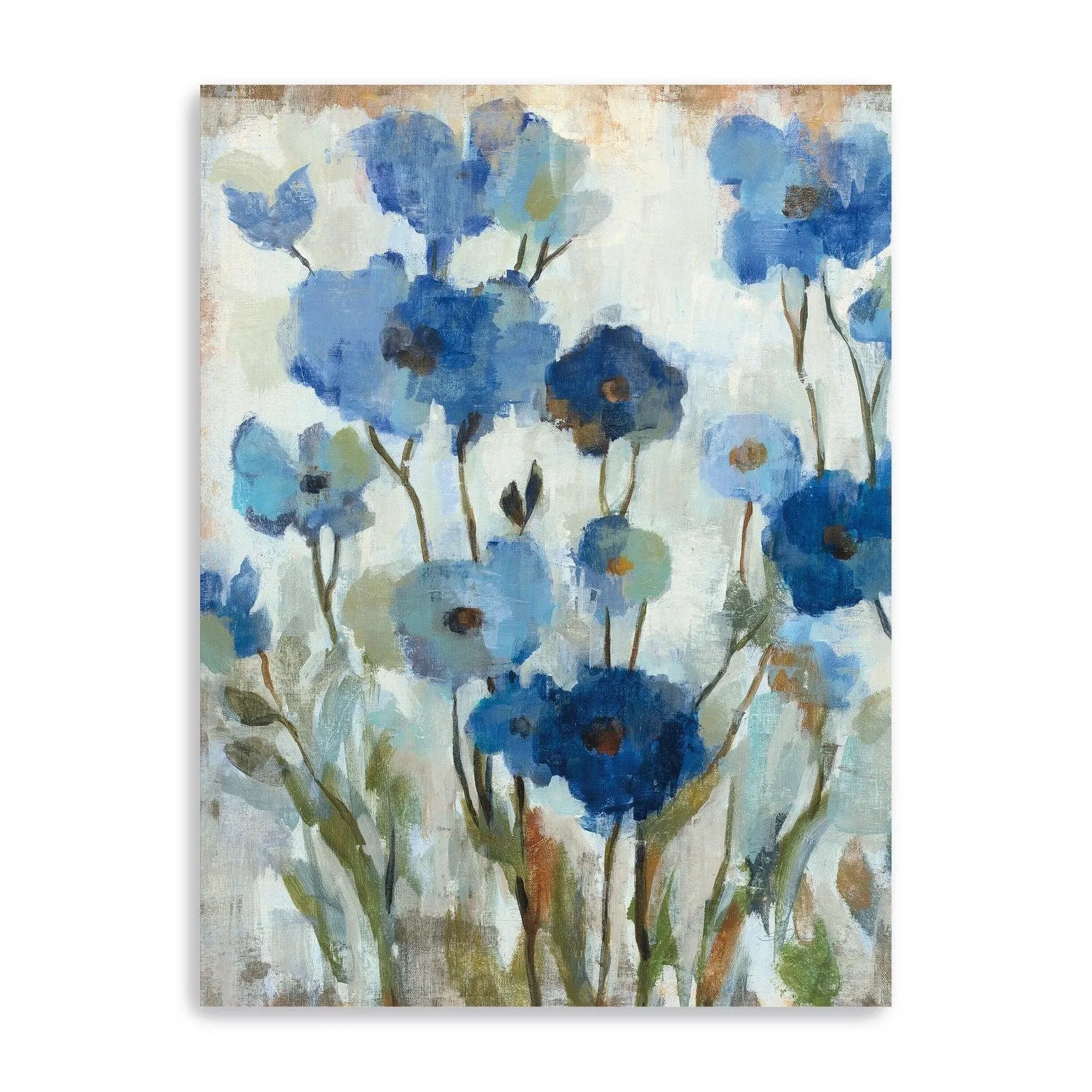 Abstracted Floral In Blue Ii Canvas Giclee Wall Art