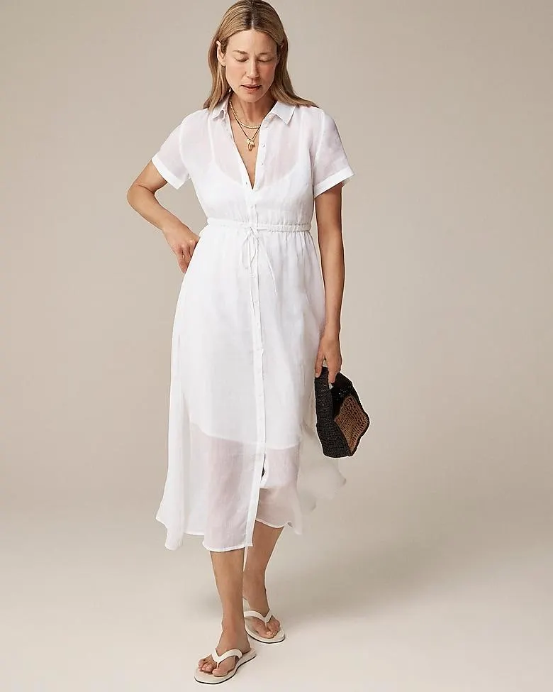 Cerise shirtdress in ramie