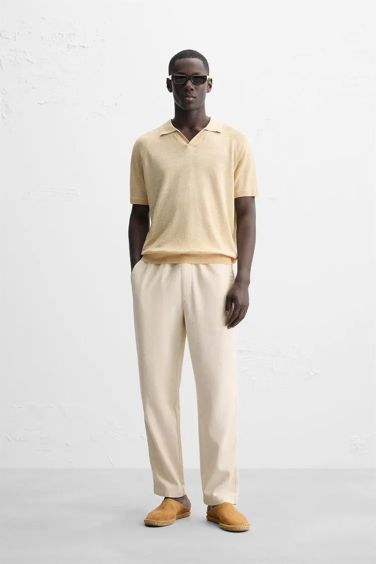 100% LINEN KNIT POLO SHIRT