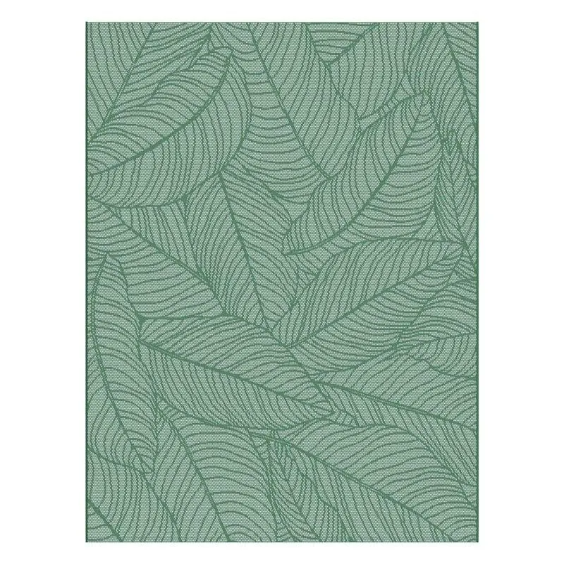 (E518) Teal Palm Bay Leaves Outdoor Area Rug, 8x10