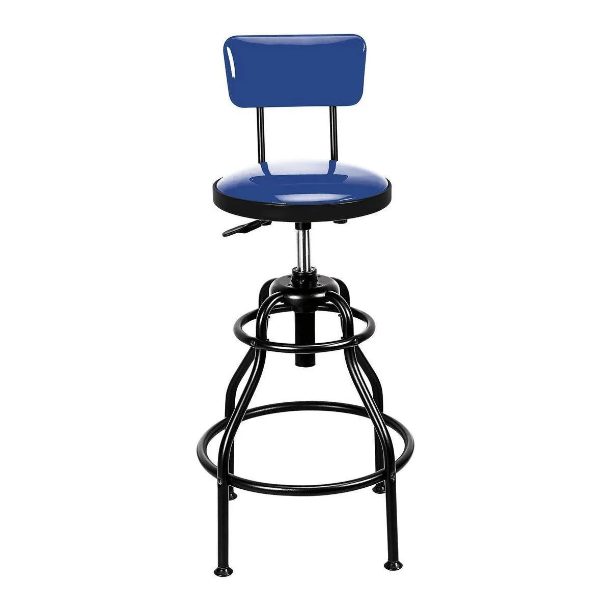 PITTSBURGH Adjustable Shop Stool with Backrest, Blue