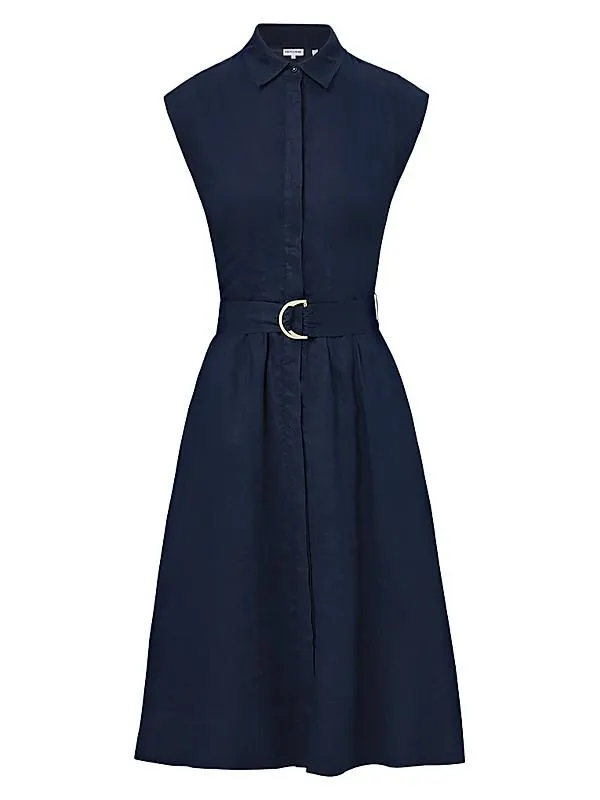 Loreta Linen Belted Midi-Shirtdress