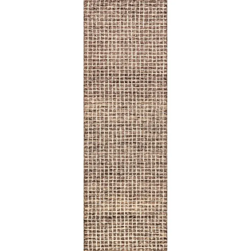 Katasha Checked Wool Brown Area Rug