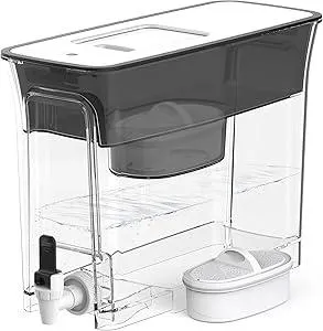 Waterdrop 35-Cup Slim Water Filter Dispenser, Large Capacity Water Filter Pitcher, 200-Gallon Long-Life, 5X Lifetime, Reduces Chlorine, PFOA/PFOS and More, BPA Free, Black (with 1 Filter)