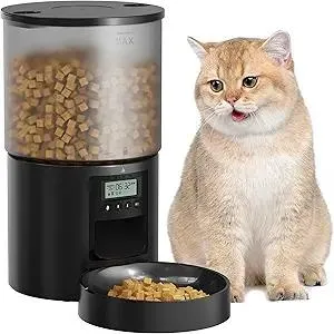 Automatic Cat Feeder Food Dispenser: 4L Timed Small Dog Dry Food Dispenser with 10s Voice - Distributeur Nourriture Chat Hund Programmable - Auto Pet Feeder with 1-6 Meals Per Day