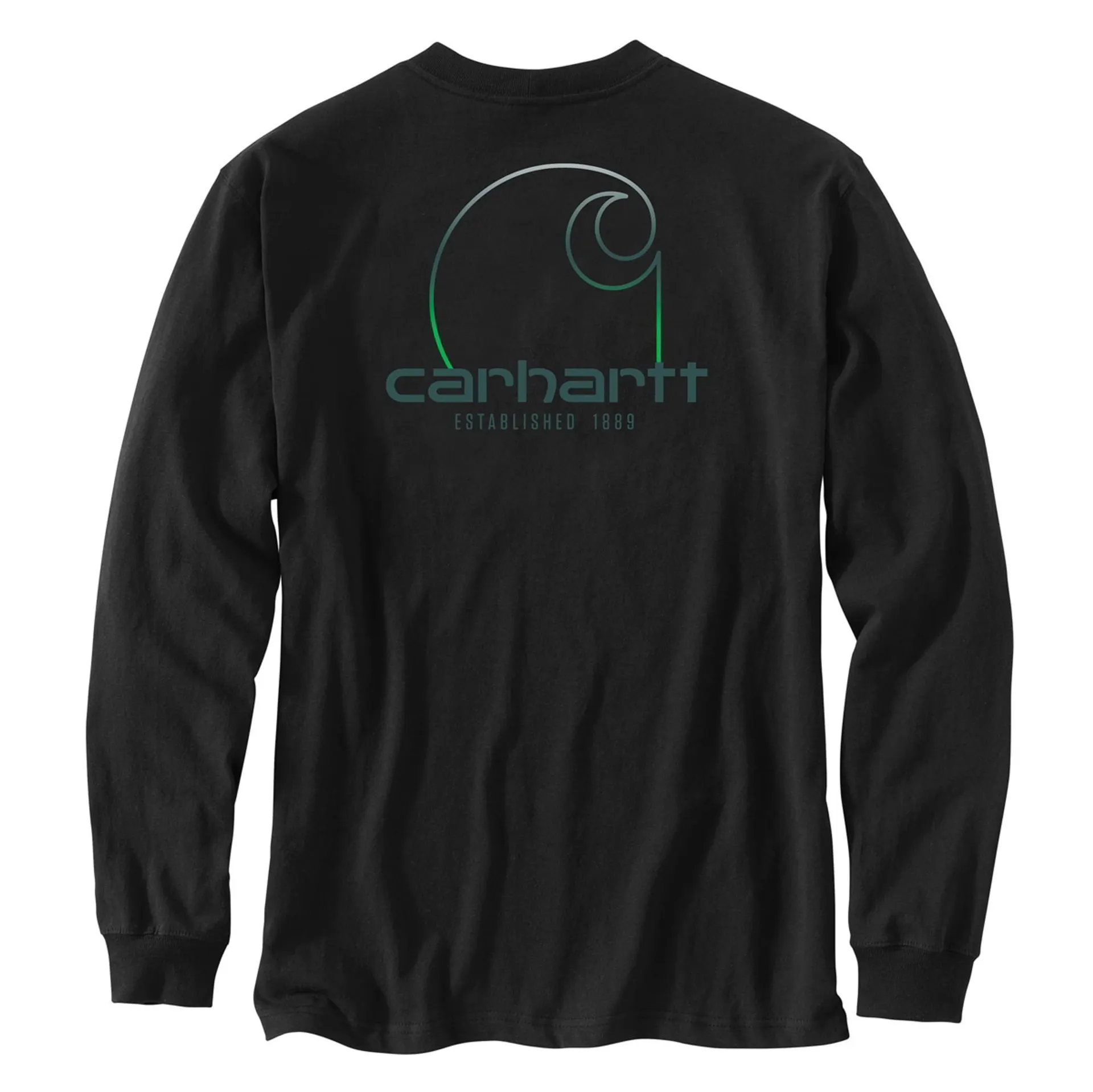 Carhartt Mens Black Loose Fit Heavyweight Long Sleeve Pocket C Graphic T-Shirt