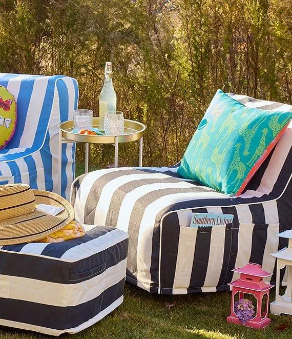 Summer Shop Collection Cabana Stripe Slipcovered Armless Inflatable Chair