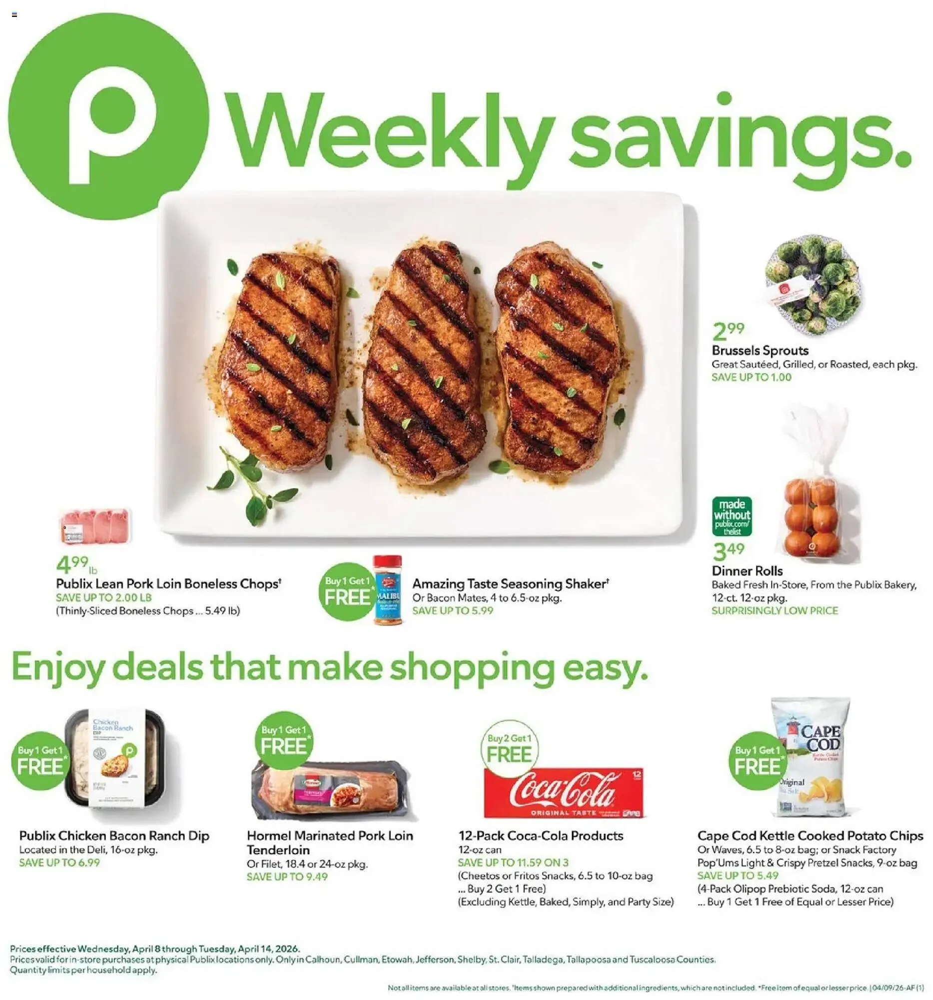 Weekly promotion Publix weekly ad spanning from April 8 to April 14 2026 - Page 1 for Catalogue 365