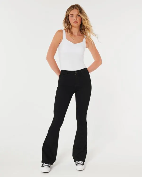 High-Rise Black Flare Jeans