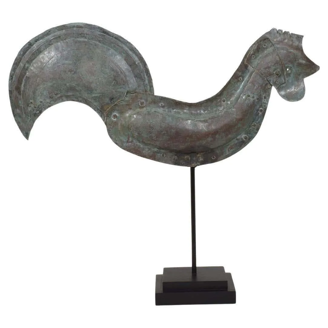 19th Century, French Folk Art Copper Rooster, Weathervane