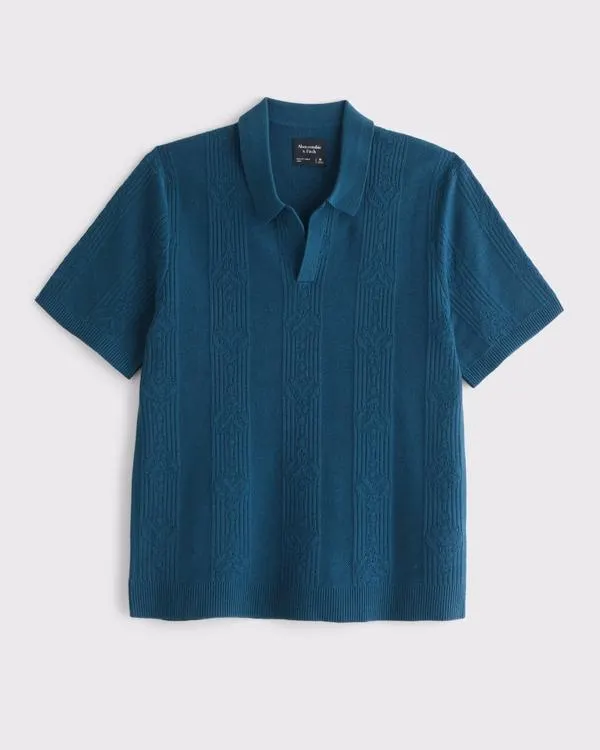 Cable Stitch Johnny Collar Sweater Polo