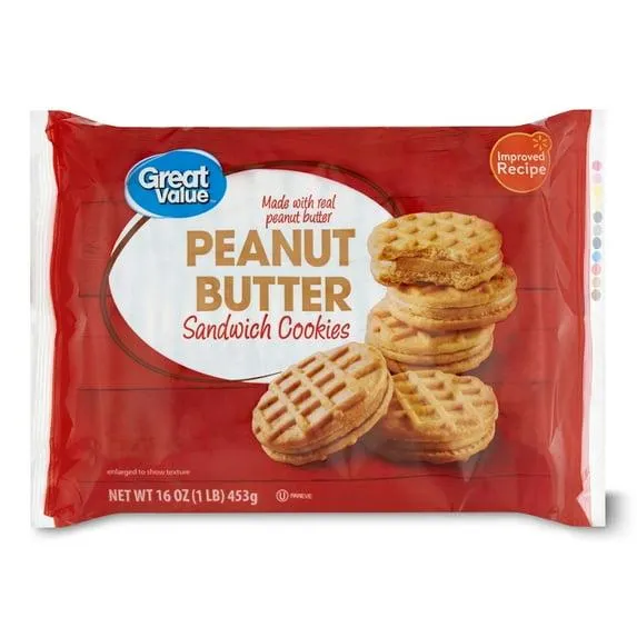 Great Value Peanut Butter Sandwich Cookies, 16 oz, 36 Count