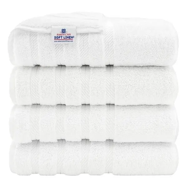 American Soft Linen 100% Cotton Turkish Bath Towels Large, 4 Pack Luxury Hotel Spa Quality Turkish Bath Towels Bathroom Sets